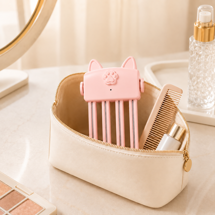 Pink Cat Ear Heated Hair Root Volumizing Clip 2 Heat Type-C Rechargeable Styler