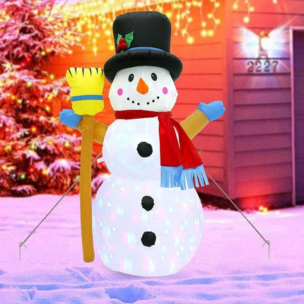 1.2m Snowman with broom Inflatable Christmas Outdoor Decorations Santa Snowman LED Lights Xmas Party