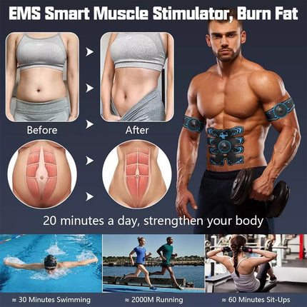 EMS Muscle Stimulator Rechargeable Abs Trainer Abdominal Toner Electronic Belts
