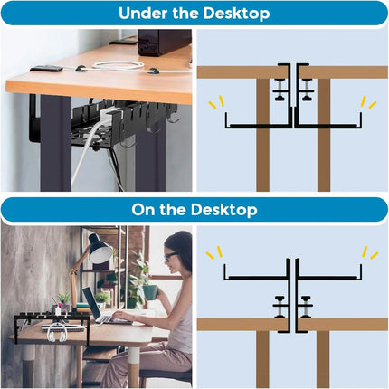 Under Desk Cable Socket Cord Rack Organizer Hide Wire Table Management Black