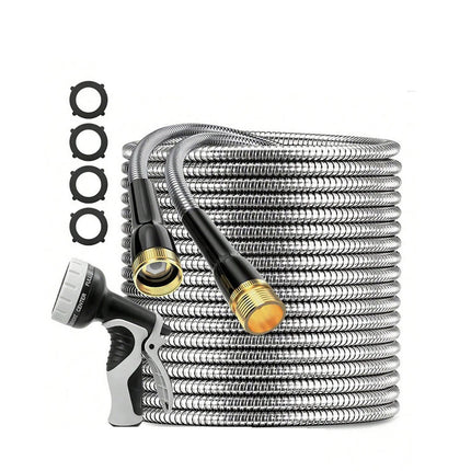 50FT Stainless Steel Water Hose Pipe Metal Garden Flexible Heavy Duty