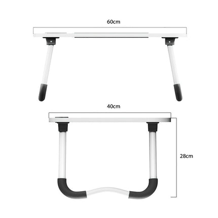 Laptop Bed Table Foldable Lap Standing Desk with Cup Slot for Indoor/Picnic Tray White