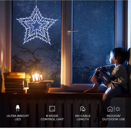 100Led White/Blue Star Silhouett Chasing Lights With 8 Functions & Memory
