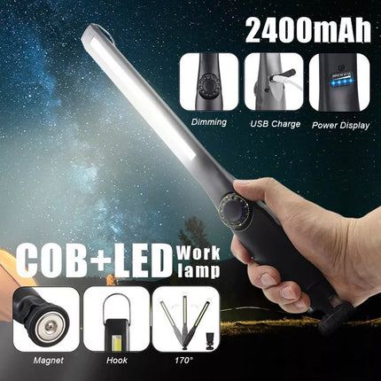 LED COB Portable Work Light Car Garage Mechanic Hand Torch Lamp USB Rechargeable