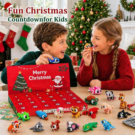 Christmas Countdown Calendar 3D Printed Flexible Animal Toys Gifts