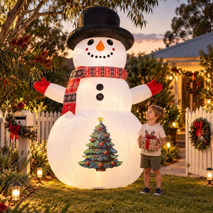 2.4M Giant Inflatable Snowman Christmas Blow Up Outdoor Garden Decoration with LED Light