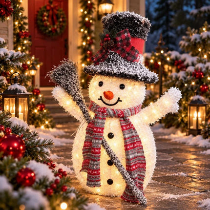 Outdoor Christmas Decorations Solar Light Up Snowman LED Garden Ornament 65cm