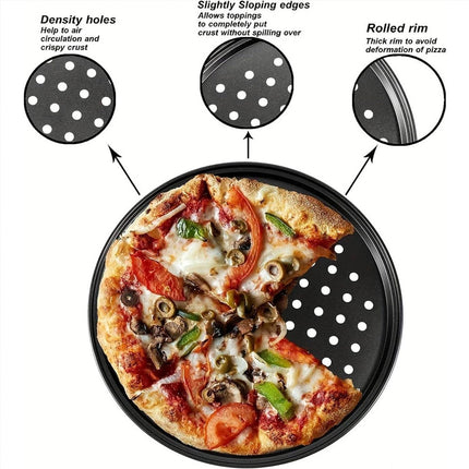 4Pcs Pizza Steel Pan for Oven Nonstick Perforated Round Pizza Baking Sheet Oven Tray 24.5+26+28+32cm