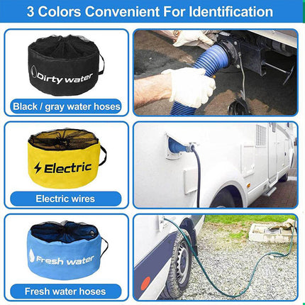 4pcs Caravan Hose Bags Water Hose Storage Bag Camping RV Cable Cords Organizer