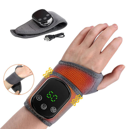 USB Rechargeable Heated Wrist Massager with Vibration Hand Brace for Pain Relief