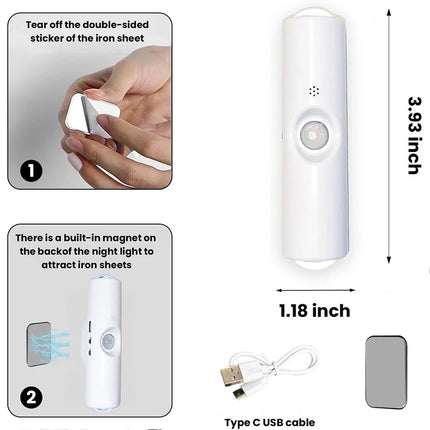 4Pcs USB Rechargeable Motion Sensor LED Night Light Wall Indoor Wireless Lamp Up-Down