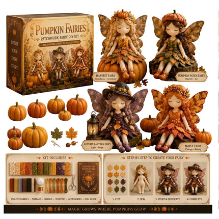 Pumpkin Fairy Patchwork DIY Collection, Fun  Fairies Patchwork Sewing Craft Kit