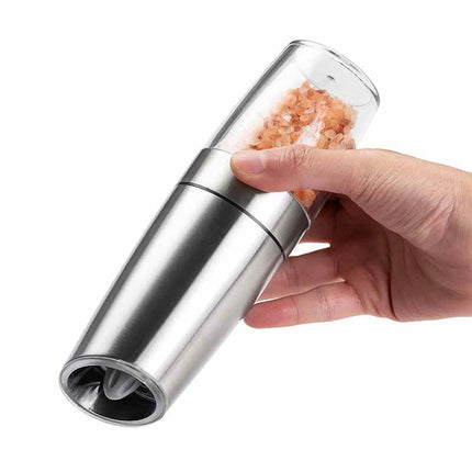 Twin Pack Electric Salt & Pepper Grinder Mills Shakers Silver