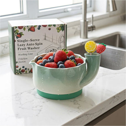 1Pcs Self Spinning Berry Washing Bowl Berry Bowls with Holes Washer Spinner+Fork
