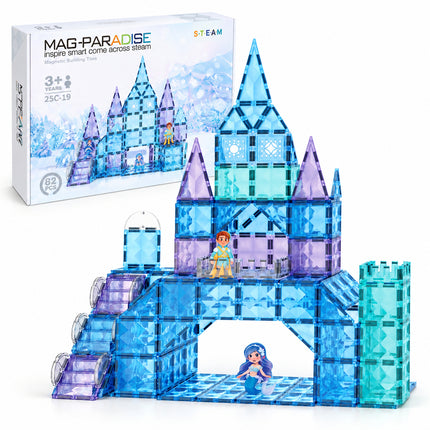 82 Pcs Diamond Magnetic Tiles Mermaid Castle 3D Building Set Christmas Gift