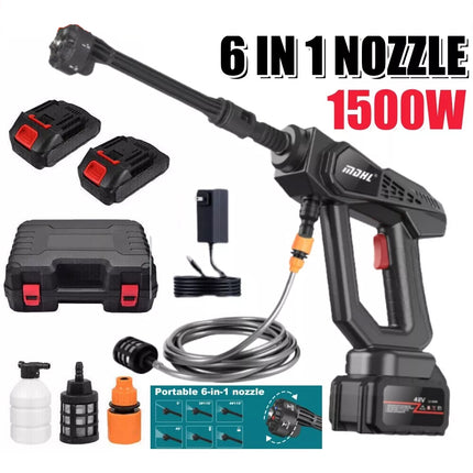 1500W Cordless Electric High Pressure Washer Water Spray Gun Car Cleaner 2 Batteries