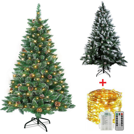 1.2/1.5/1.8/2.1M Artificial Christmas Tree with LED Lights Bushy Xmas Decoration