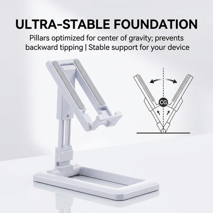White Foldable Adjustable Universal Desk Stand Holder For Mobile Phone Tablet Portable