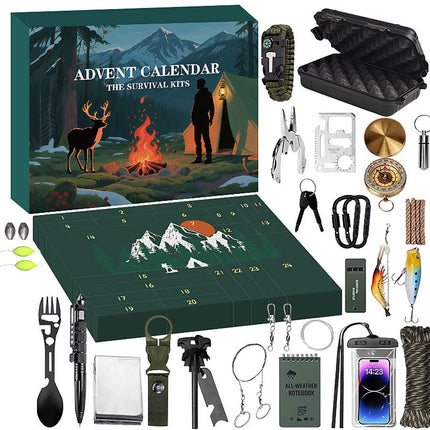 24 IN 1 Advent Calendar Outdoor Camping Gear Multi Tool Set Hiking Kit
