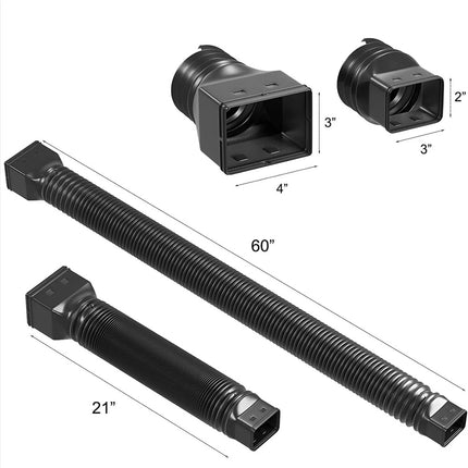 Universal Downspout Extender Drain Pipe Flexible Gutter Diverter Extension Pipe Black
