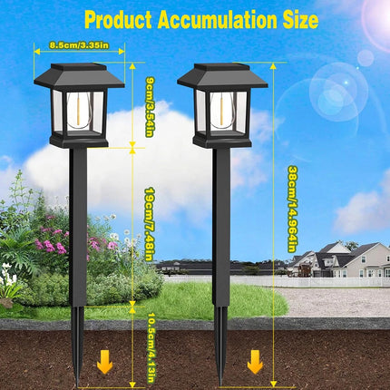 6PCS Garden Lights Lamp Post LED Solar Powered Walkway Outdoor Lantern Patio Pathway