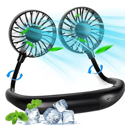 Neck Fan Headphone Design Wearable Portable USB Rechargeable Hand Free Personal