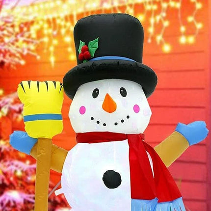 1.2m Snowman with broom Inflatable Christmas Outdoor Decorations Santa Snowman LED Lights Xmas Party