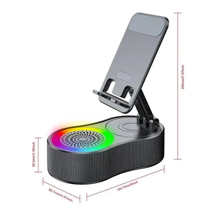 3-in-1 Phone Stand with Wireless Bluetooth Speaker & Charging Dock （Black）