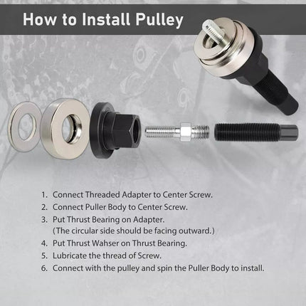 Pulley Puller Remover & Installer Kit Power Steering Pump Alternator Pulley 12PC