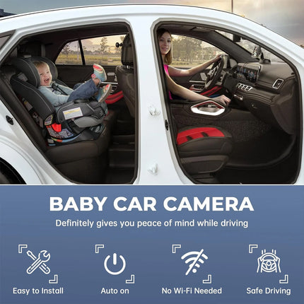 4.3'' Baby Car Camera HD 1080P Rear-Facing Infant Monitor Night Vision Wide View