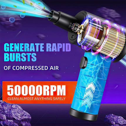50000 RPM Electric Air Duster 3-Gear LED Dust Blower for Computer Keyboard Car