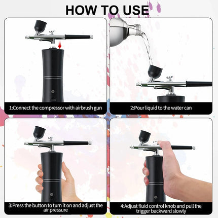 Rechargable Airbrush Kit with Compressor Spray Kit for Nail Art, Cake, Painting