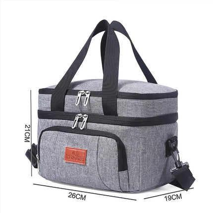 Outdoor Portable Lunch Bag Thermal Insulated Food Container Cooler Bag 10L 26x19x21CM