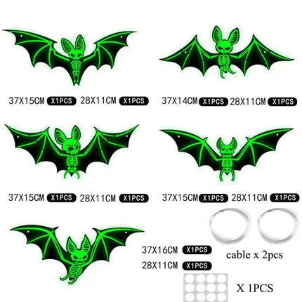 Hanging Bats Halloween Outdoor 10pcs Black Flying Bats Decor Glowing