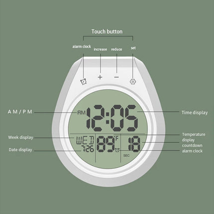 Shower Timer Clock Waterproof Digital Bathroom Kitchen Wall Clock Hanging Hole