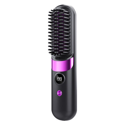 Cordless Hair Straightener Brush Purple Ionic Ceramic 4 Heat USB Rechargeable