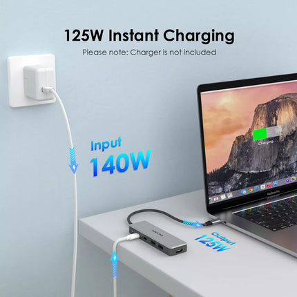Type C to HDMI USB C Hub 4K HDMI Laptop Docking Station USB A 3.1 10Gbps 125W PD