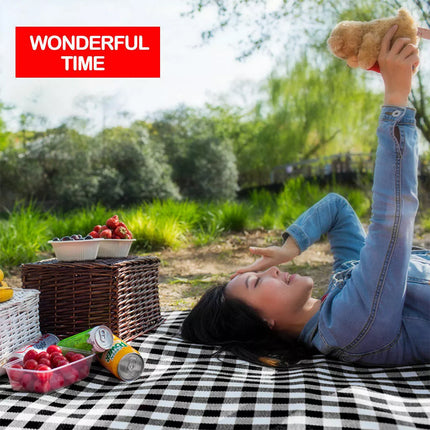 Large Picnic Blanket Premium Cashmere RED Rug Waterproof Mat Outdoor 200X200cm Black