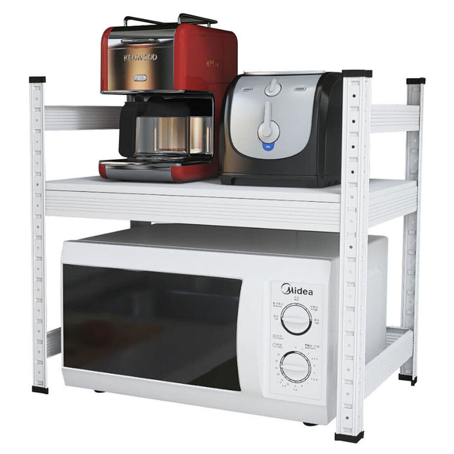 White Heavy Duty Adjustable Microwave Shelf Oven Storage Rack Stand Holder Kitchen