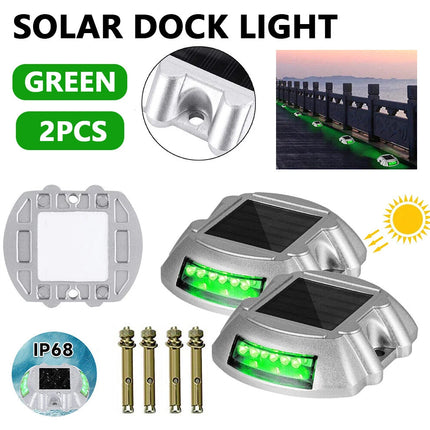 12Leds Solar LED Pathway Driveway Lights Lamp Dock Step Road Safety Marker Lamp Green