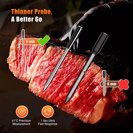 Bluetooth Wireless Meat Thermometer Temp Gauge BBQ Grill Rechageable IP67 Food
