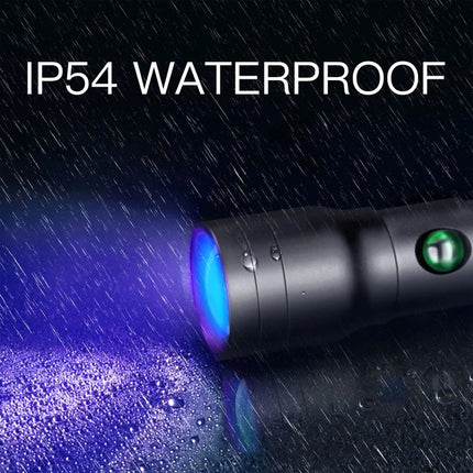Zoom 395nm UV Light Blacklight Rechargeable Tactical LED Flashlight Lamp