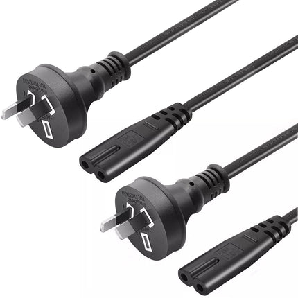 2Pcs SAA Approved Power Cable 2 Pin Figure 8 Australian Plug to IEC-C7 Socket 1.5M