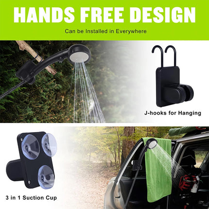 Portable Camping Shower, 6000mAh Rechargeable Electric Shower Pump W/LED Display Grey