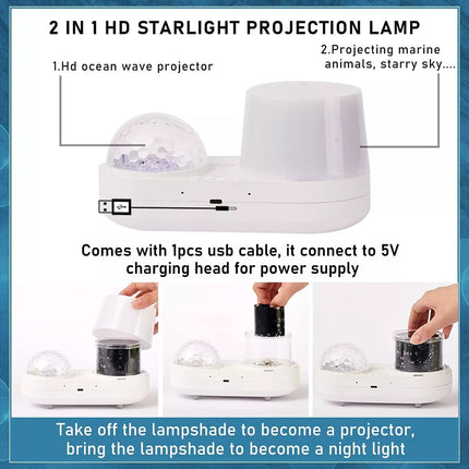 16in1 Ocean Starry Projector Galaxy Nebula Night Light for Kids Bedroom Decor