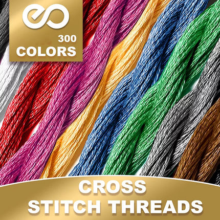 300 Coloured Egyptian Cotton Embroidery Cross Stitch Thread Floss Hand Skeins