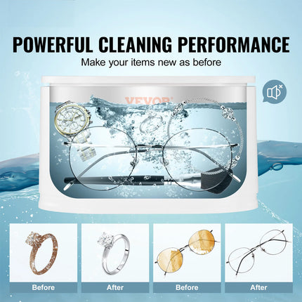 650ml Ultrasonic Cleaner Stainless Steel Tank Jewelry Watch Timer Cleaning