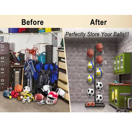 Ball  Rack Basketball Holder Garage Sports Organizer 9-Ball Display Stand