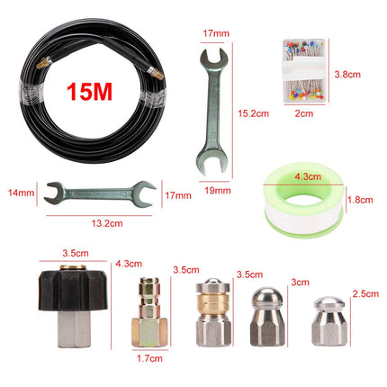 Sewer Jetter for Pressure Washer 49FT Cleaner Hose 5800PSI NPT 1/4" Hose Kit