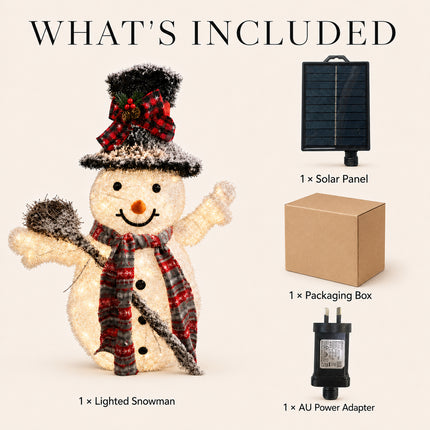 65cm Solar Powered LED Lighted Snowman Metal Frame Garden Christmas Decoration